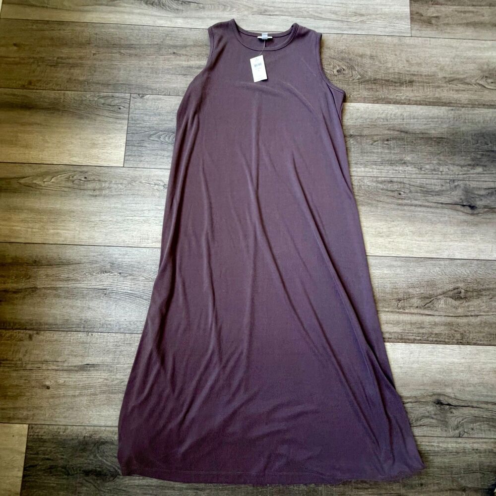 j.jill Maxi Neutral Minimalist Long Tank Dress Beachy Feminine Ribbed NEW - Picture 3 of 5